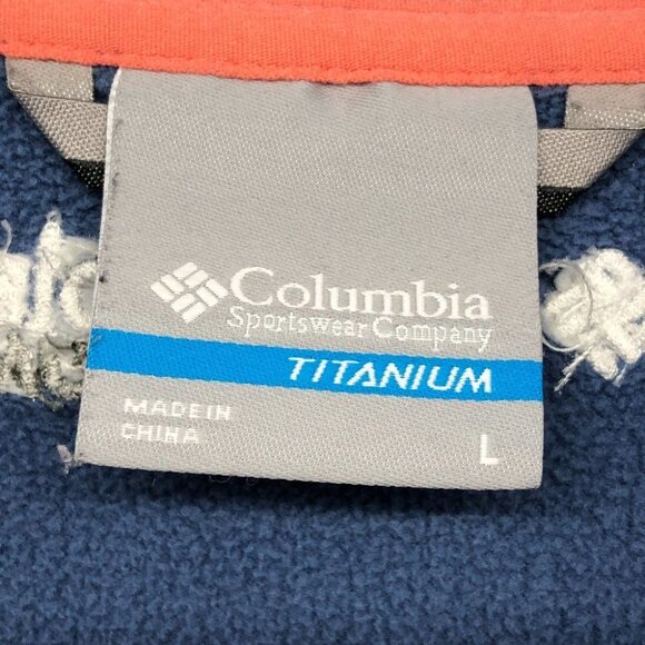Columbia Titanium periwinkle blue coral trim waffle knit zippered jacket LG - Picture 3 of 16